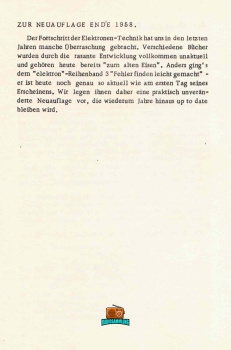 elektron Reihe BAND 3 - Fehler Finden leichtgemacht - eine Glimmlampe genügt - Wolf Bertram - 1958