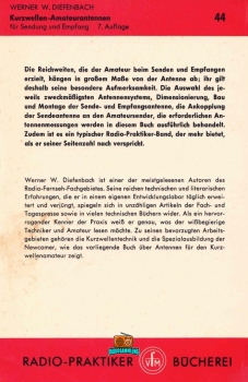 Kurzwellen-Amateurantennen für Sendung und Empfang - Werner Diefenbach DL3VD - 1966