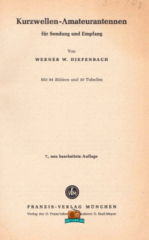 Kurzwellen-Amateurantennen für Sendung und Empfang - Werner Diefenbach DL3VD - 1966