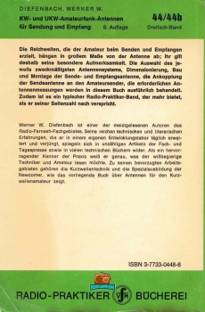 KW- und UKW- Amateurfunk- Antennen - Werner W. Diefenbach DL3VD - 8. Auflage - 1971