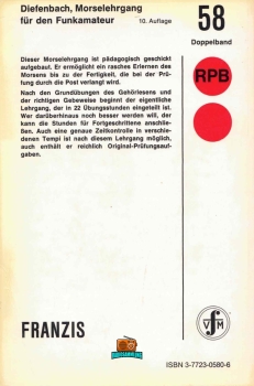 Morselehrgang für den Funkamateur - Werner W. Diefenbach DL3VD - 10. Auflage - 1978