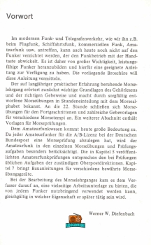 Morselehrgang für den Funkamateur - Werner W. Diefenbach DL3VD - 10. Auflage - 1978