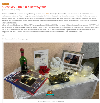 HB9TU Albert silent key 2024 88 Jahre
