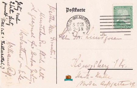 Radiostation Zürich 1925 - Diese Postkarte aus Berlin-Wilmersdorf vom 03.12.1925 enthält eine handschriftliche Nachricht und ist ein historisches Dokument der damaligen Radiogeschichte. Unterschrieben von William Schüff selber!