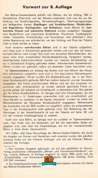 RÖHREN TASCHEN TABELLE - 8. Auflage - 1960