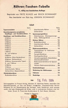 RÖHREN TASCHEN TABELLE - 9. Auflage - 1963