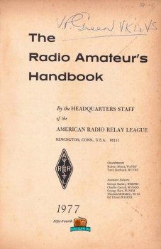 The Radio Amateurs Handbook - Nr. 54 - ARRL - 1977