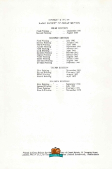THE RADIO COMMUNICATION HANDBOOK - RSGB - 4. Auflage - 1972