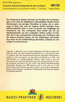 Transistor- Amateurfunkgeräte für das 2-m-Band - J. Reithofer DL6MH - 1969