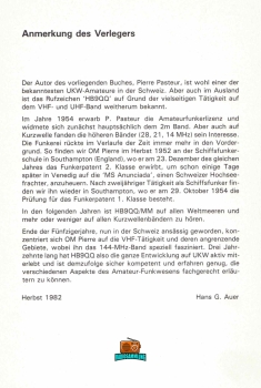 VHF UHF Funkverfahren und Betriebstechnik - Pierre Pasteur HB9QQ - 1982